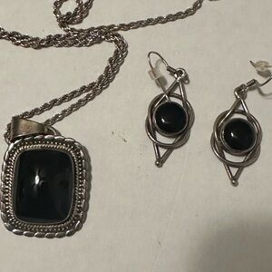 Beautiful black onyx .925 Necklace & earring set